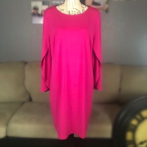 Stretch-Knit Flutter Sleeve Knee-Length Sheath